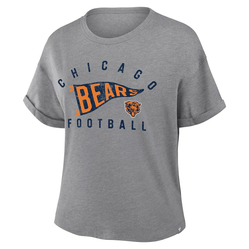NFL Chicago Bears Women's Pennant Wave Tribute Tri-Blend Boxy T-Shirt