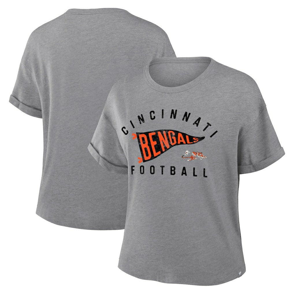 NFL Cincinnati Bengals Women's Pennant Wave Tribute Tri-Blend Boxy T-Shirt