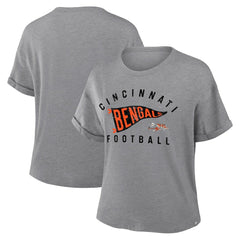 NFL Cincinnati Bengals Women's Pennant Wave Tribute Tri-Blend Boxy T-Shirt