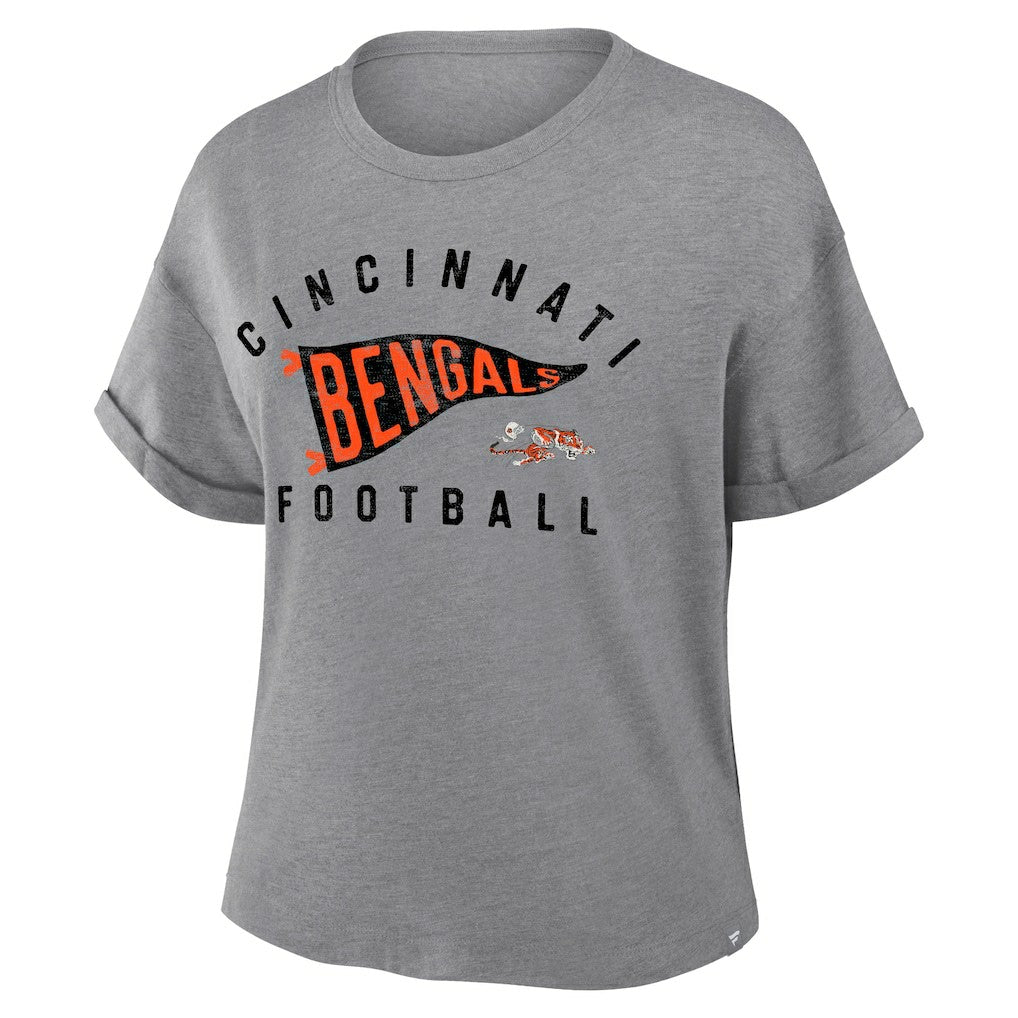 NFL Cincinnati Bengals Women's Pennant Wave Tribute Tri-Blend Boxy T-Shirt