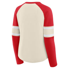 NFL Kansas City Chiefs Women's Hometown Gridiron Hero Raglan Lace-Up V-Neck Long Sleeve T-Shirt