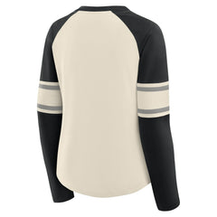 NFL Las Vegas Raiders Women's Hometown Gridiron Hero Raglan Lace-Up V-Neck Long Sleeve T-Shirt