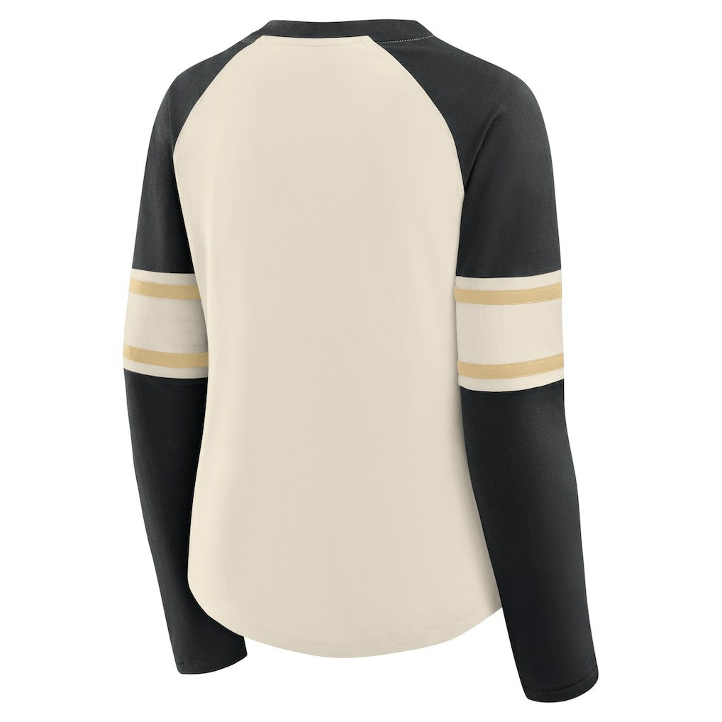NFL New Orleans Saints Women's Hometown Gridiron Hero Raglan Lace-Up V-Neck Long Sleeve T-Shirt