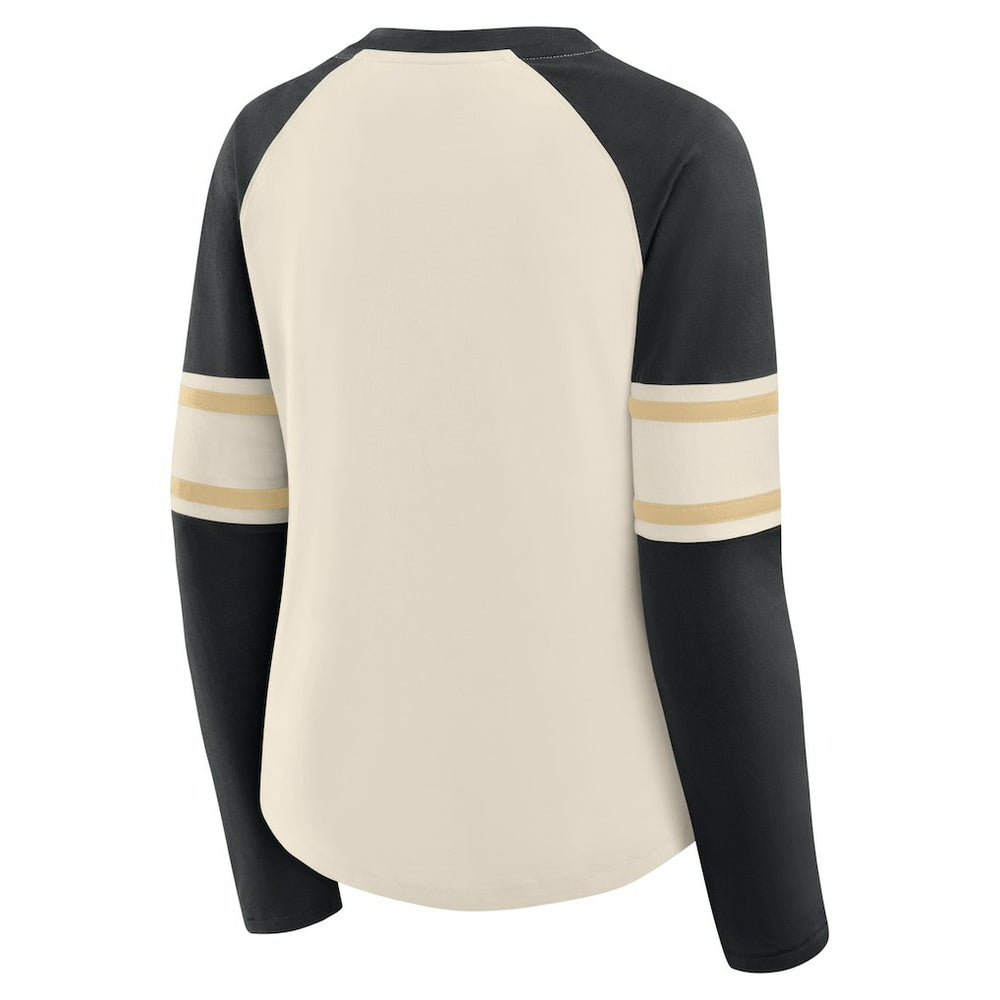 NFL New Orleans Saints Women's Hometown Gridiron Hero Raglan Lace-Up V-Neck Long Sleeve T-Shirt