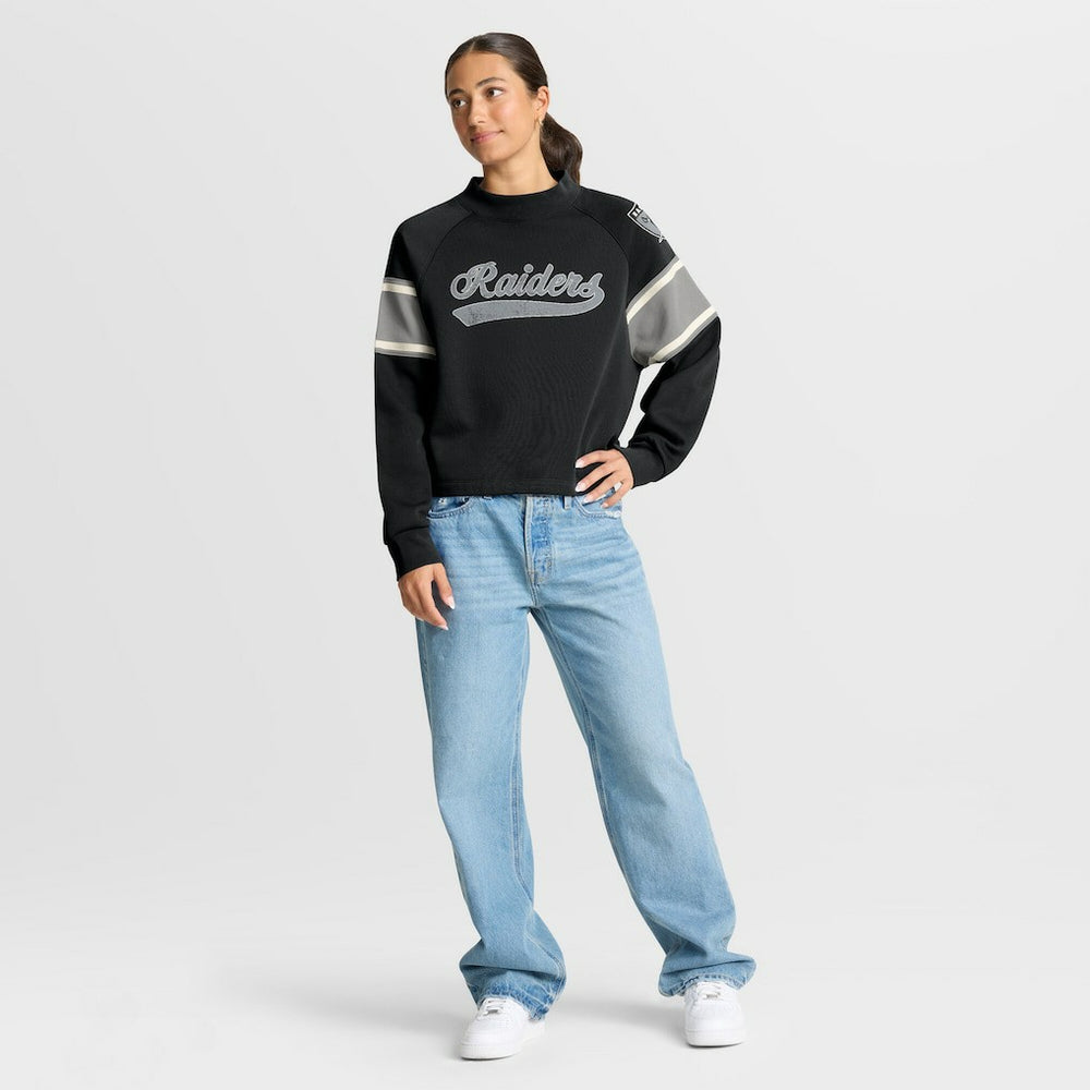 NFL Las Vegas Raiders Oversized Hometown Toss Sweep Mock Neck Pullover