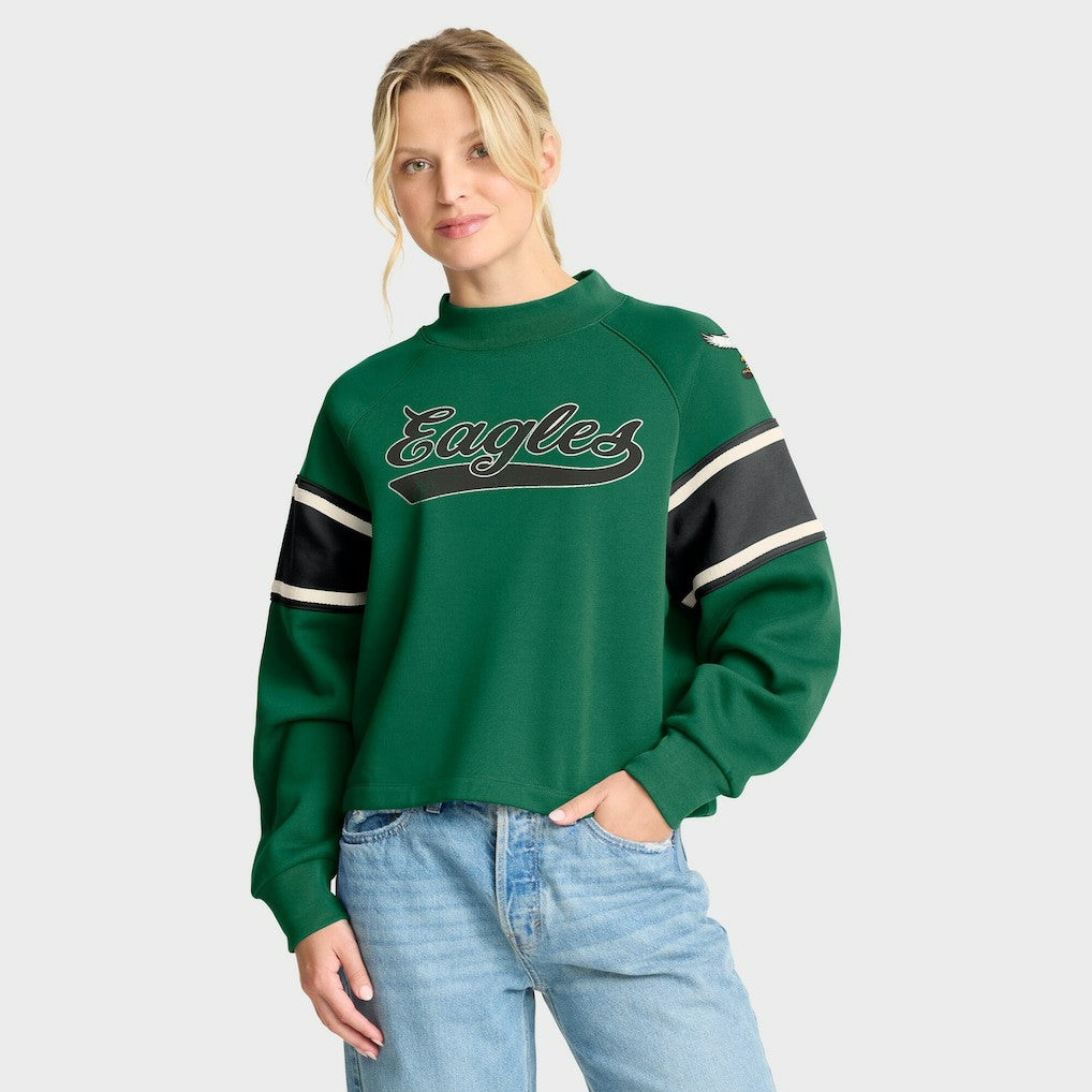 NFL Philadelphia Eagles Oversized Hometown Toss Sweep Mock Neck Pullover