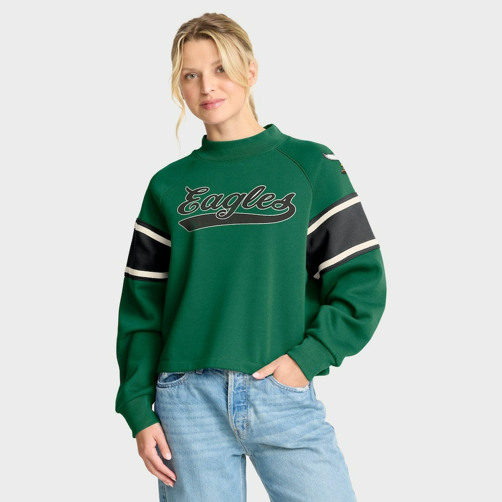 NFL Philadelphia Eagles Oversized Hometown Toss Sweep Mock Neck Pullover