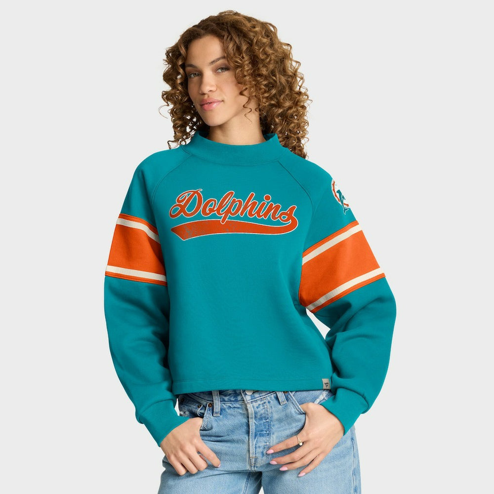 NFL Miami Dolphins Oversized Hometown Toss Sweep Mock Neck Pullover