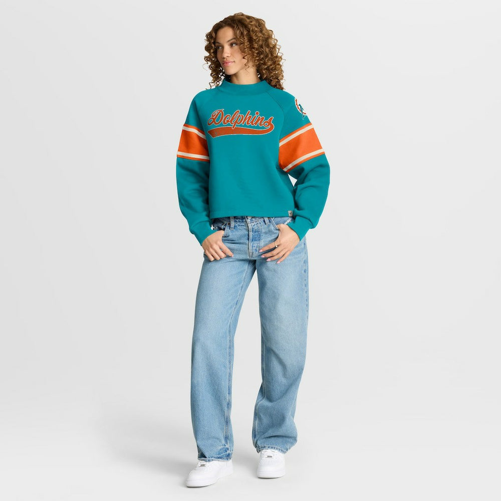 NFL Miami Dolphins Oversized Hometown Toss Sweep Mock Neck Pullover