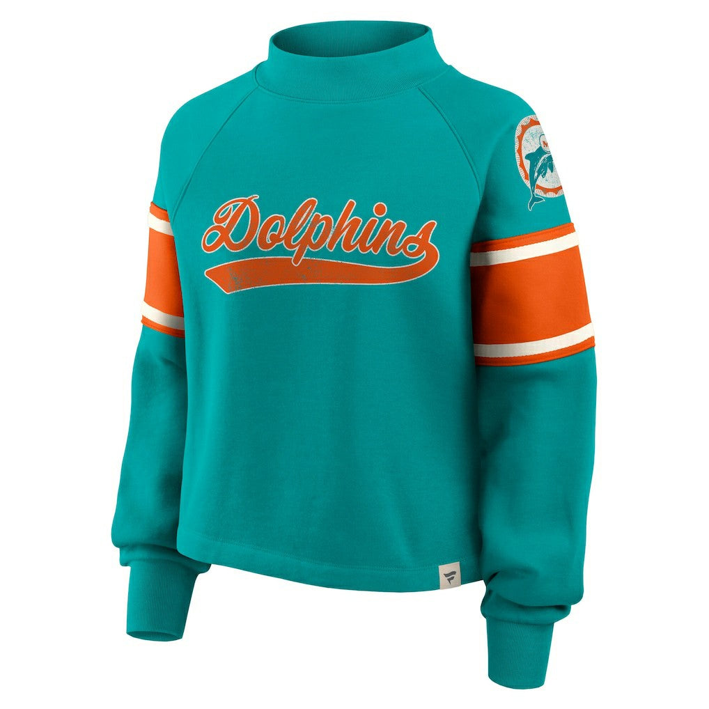 NFL Miami Dolphins Oversized Hometown Toss Sweep Mock Neck Pullover