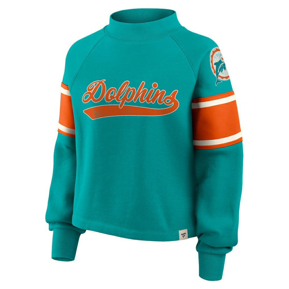 NFL Miami Dolphins Oversized Hometown Toss Sweep Mock Neck Pullover