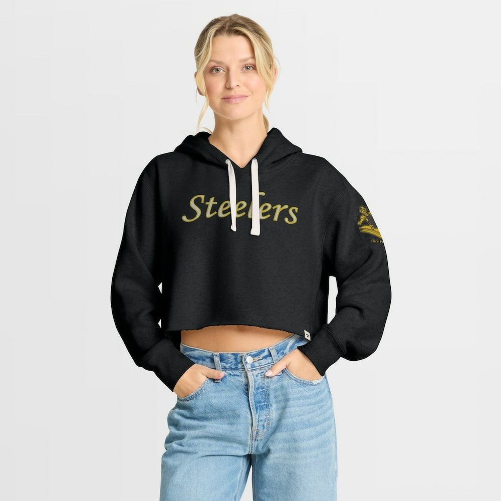 NFL Pittsburgh Steelers Women's Oversized Hometown Heritage Cropped Hoodie