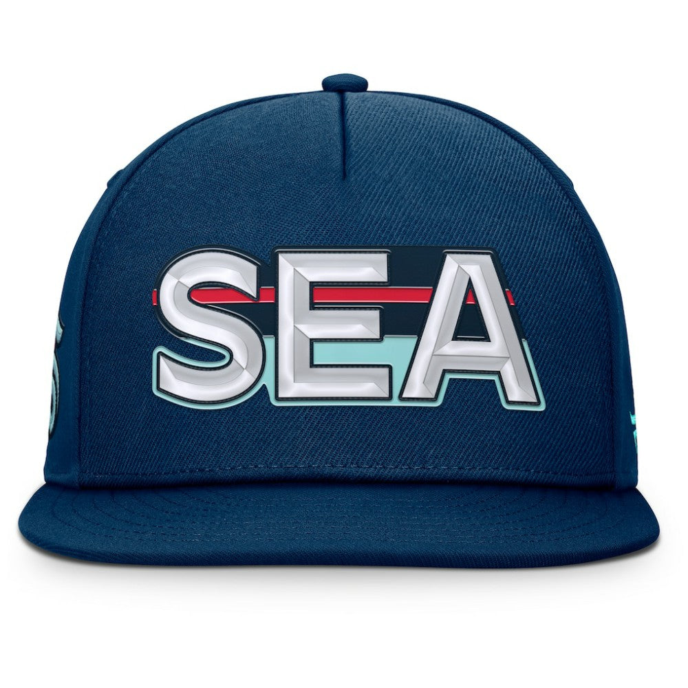 Seattle Kraken Fanatics Authentic Pro Rink Team Code Snapback Hat