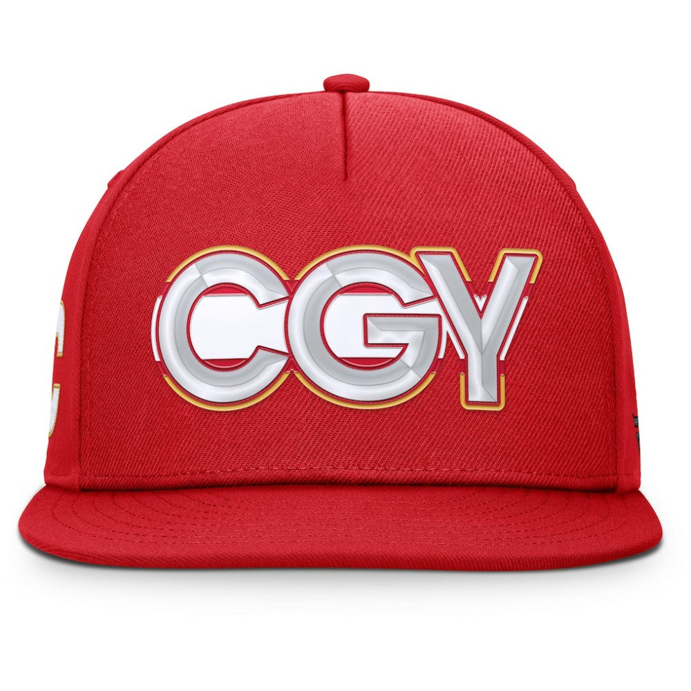 Calgary Flames Fanatics Authentic Pro Rink Team Code Snapback Hat