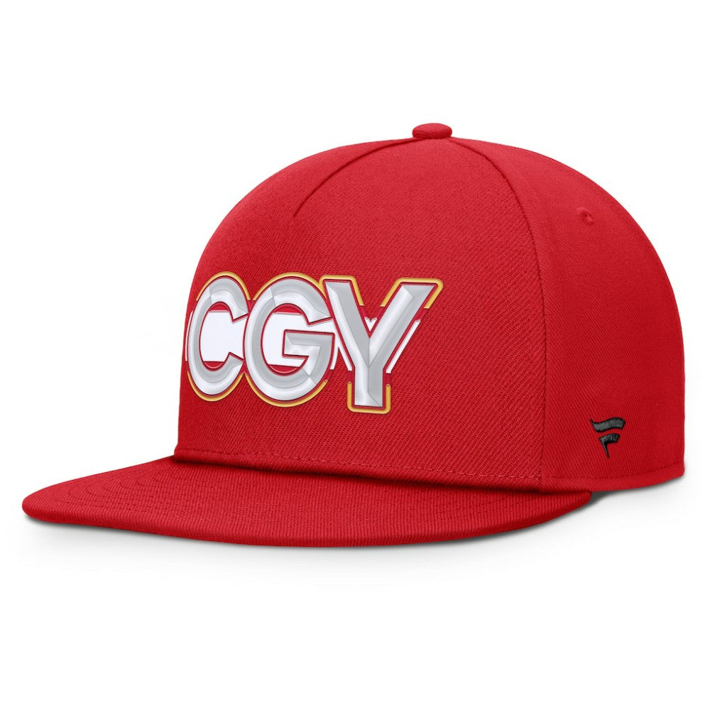 Calgary Flames Fanatics Authentic Pro Rink Team Code Snapback Hat