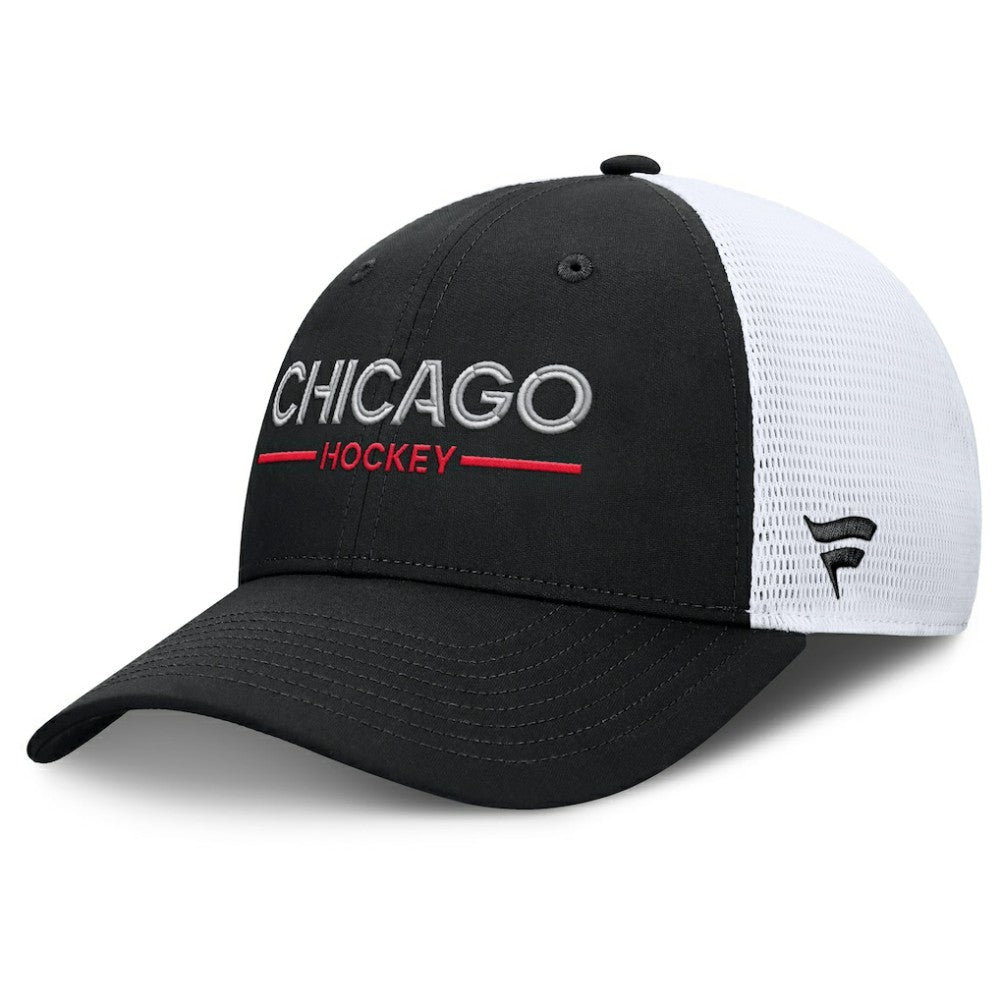 Chicago Blackhawks Fanatics Authentic Pro Rink Lockup Adjustable Trucker Hat