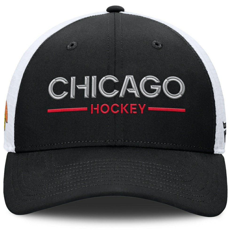 Chicago Blackhawks Fanatics Authentic Pro Rink Lockup Adjustable Trucker Hat