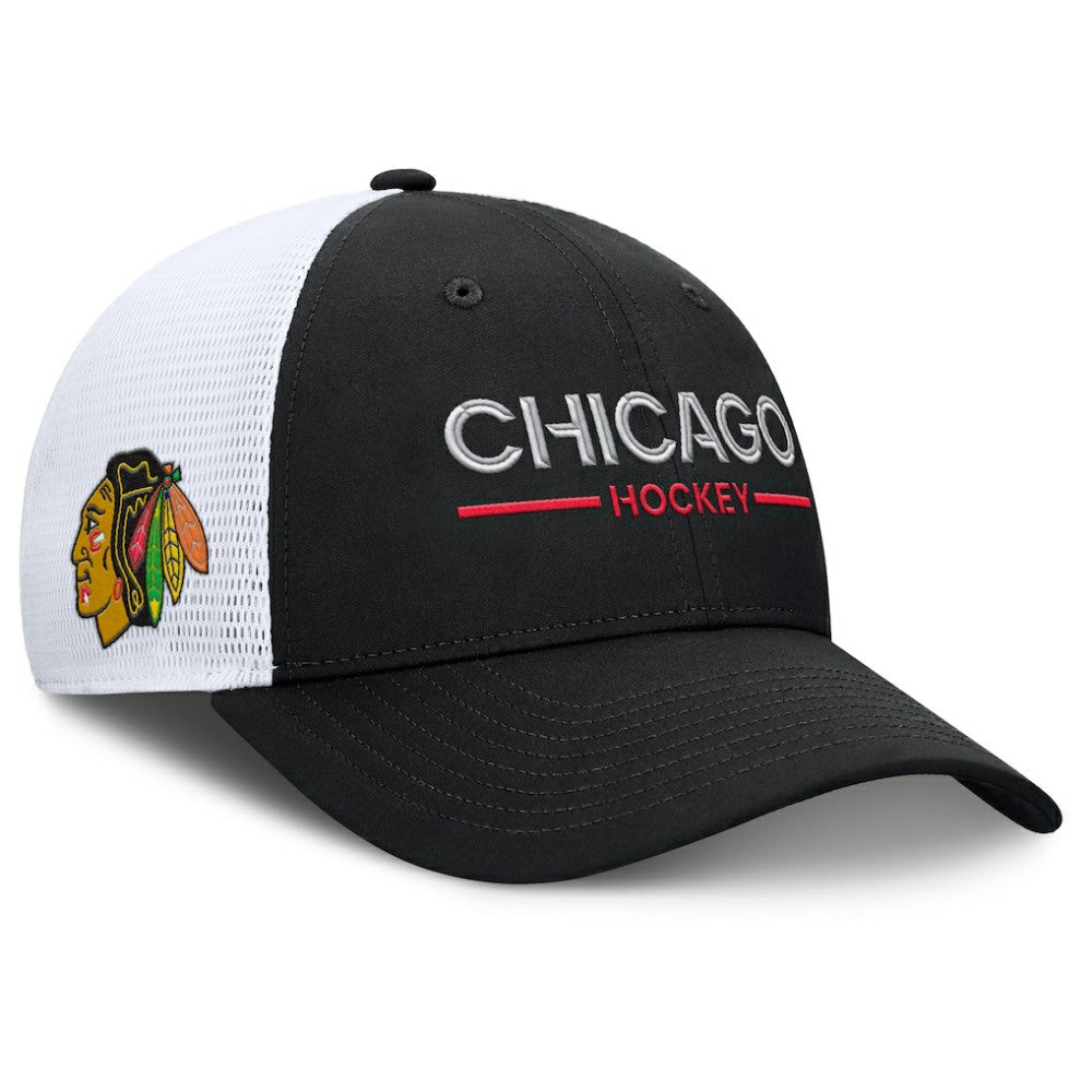 Chicago Blackhawks Fanatics Authentic Pro Rink Lockup Adjustable Trucker Hat