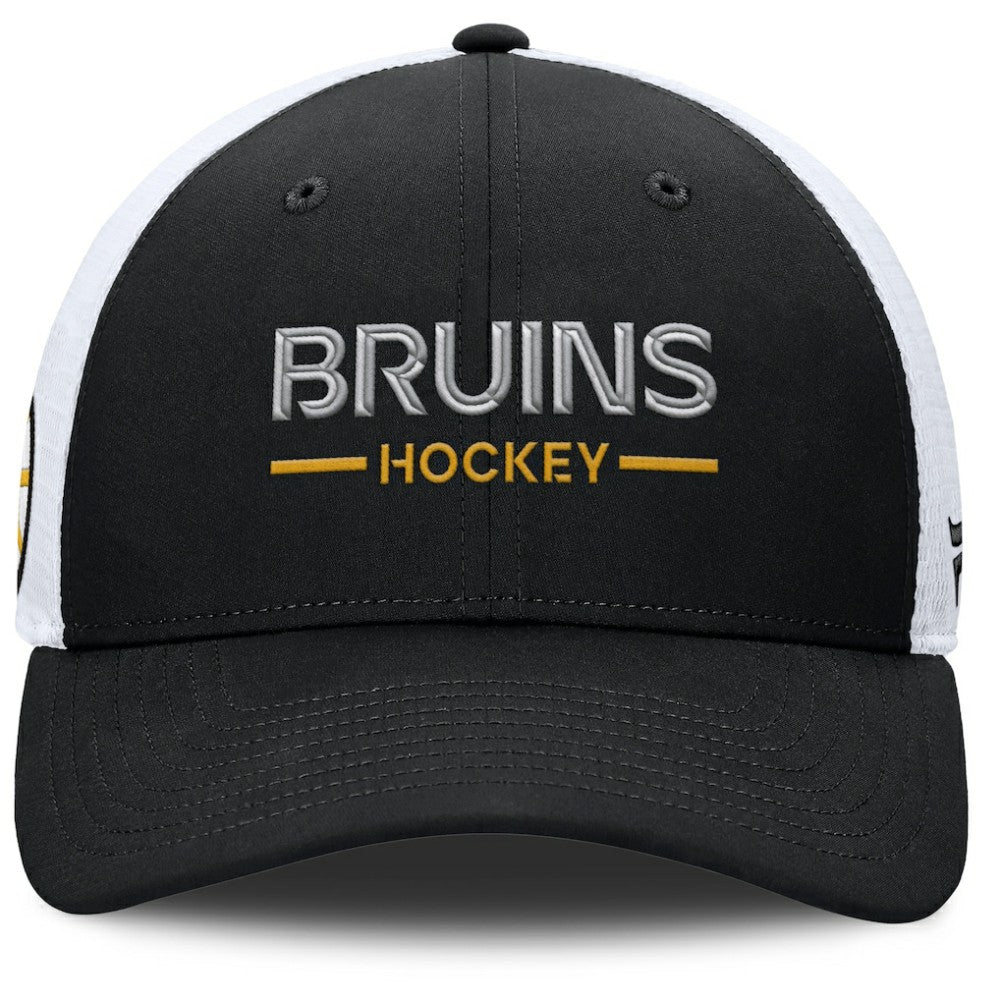 Boston Bruins Fanatics Authentic Pro Rink Lockup Adjustable Trucker Hat