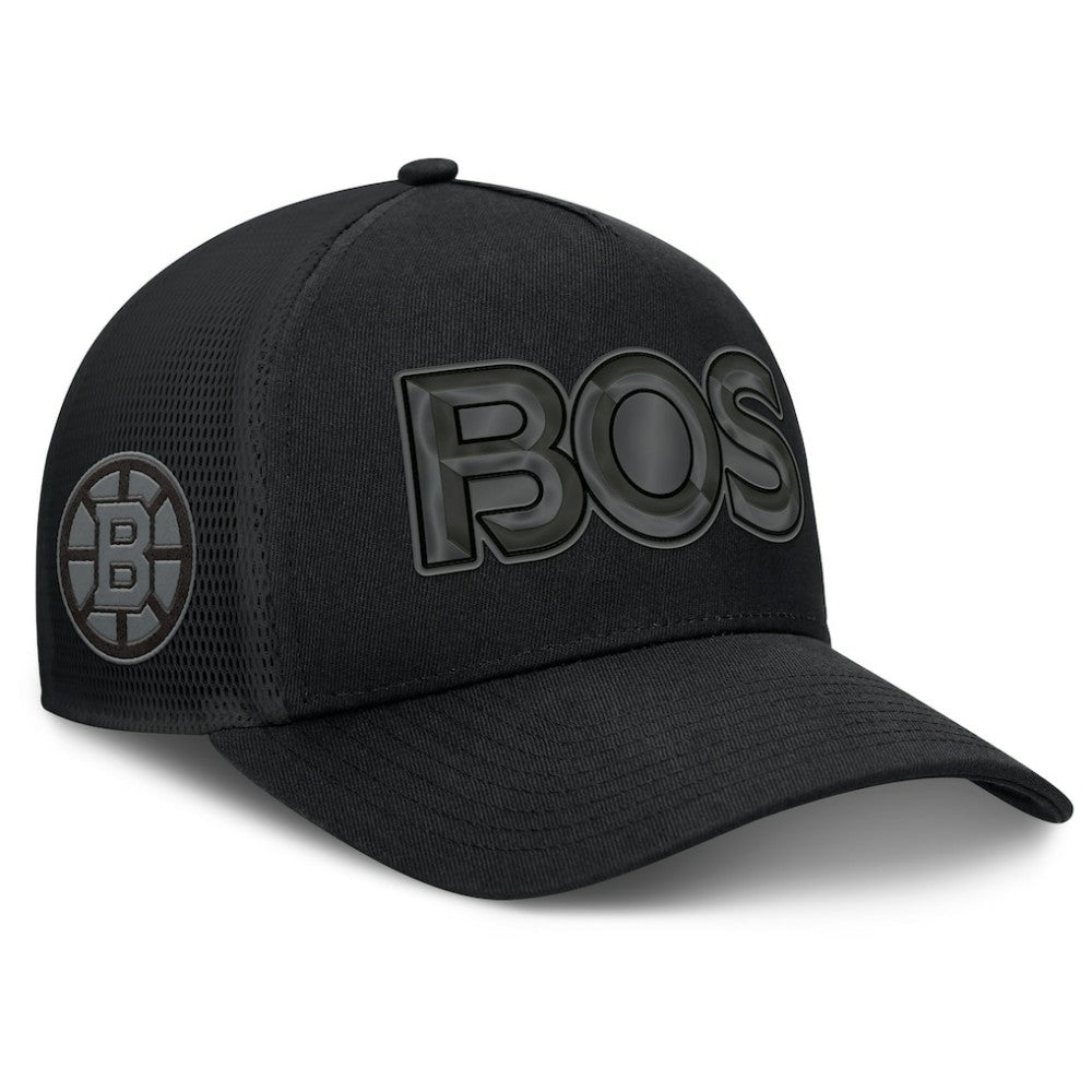 Boston Bruins Fanatics Authentic Pro Road Team Code Trucker Adjustable Hat