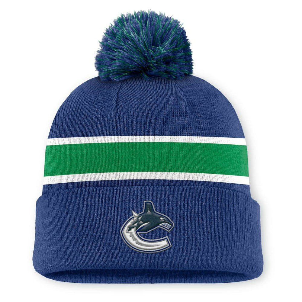 Vancouver Canucks Fanatics Authentic Pro Rink Cuffed Knit Hat with Pom