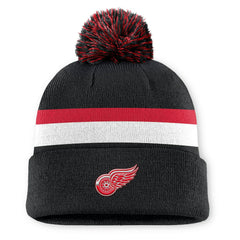 Detroit Red Wings Fanatics Authentic Pro Rink Cuffed Knit Hat with Pom