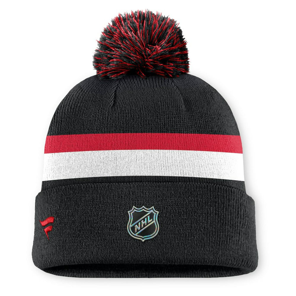 Detroit Red Wings Fanatics Authentic Pro Rink Cuffed Knit Hat with Pom