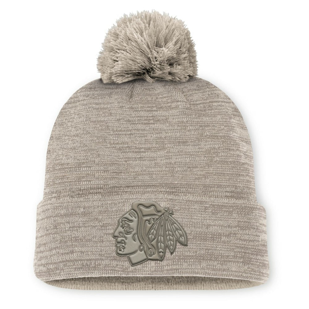 Chicago Blackhawks Fanatics Authentic Pro Road Cuffed Knit Hat with Pom