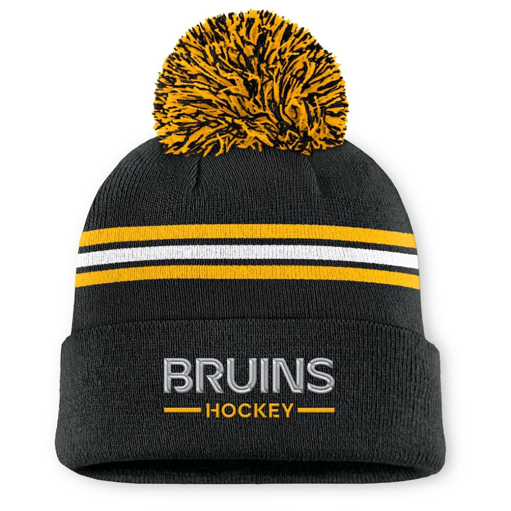 Boston Bruins Fanatics Women's Authentic Pro Rink Cuffed Knit Hat with Pom