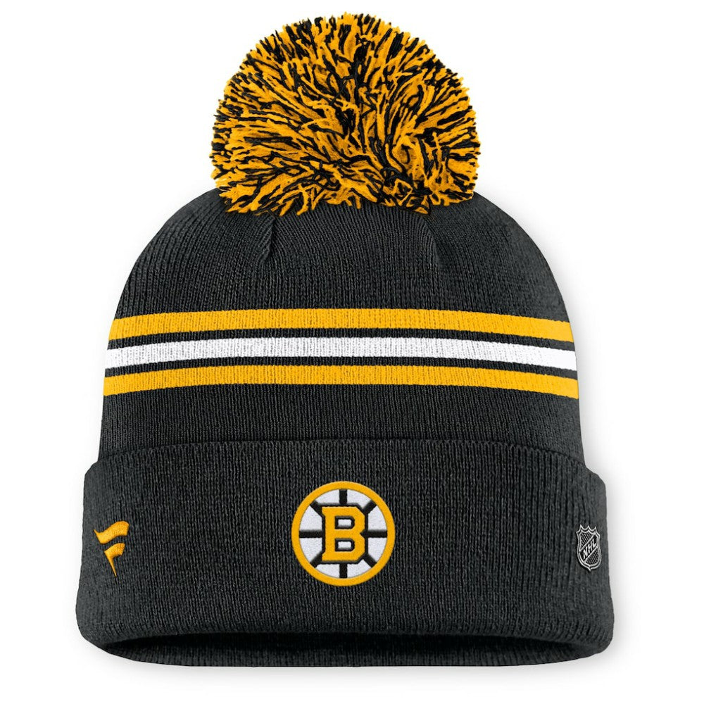 Boston Bruins Fanatics Women's Authentic Pro Rink Cuffed Knit Hat with Pom