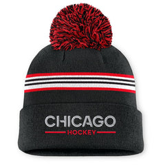 Chicago Blackhawks Fanatics Women's Authentic Pro Rink Cuffed Knit Hat with Pom