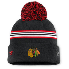 Chicago Blackhawks Fanatics Women's Authentic Pro Rink Cuffed Knit Hat with Pom