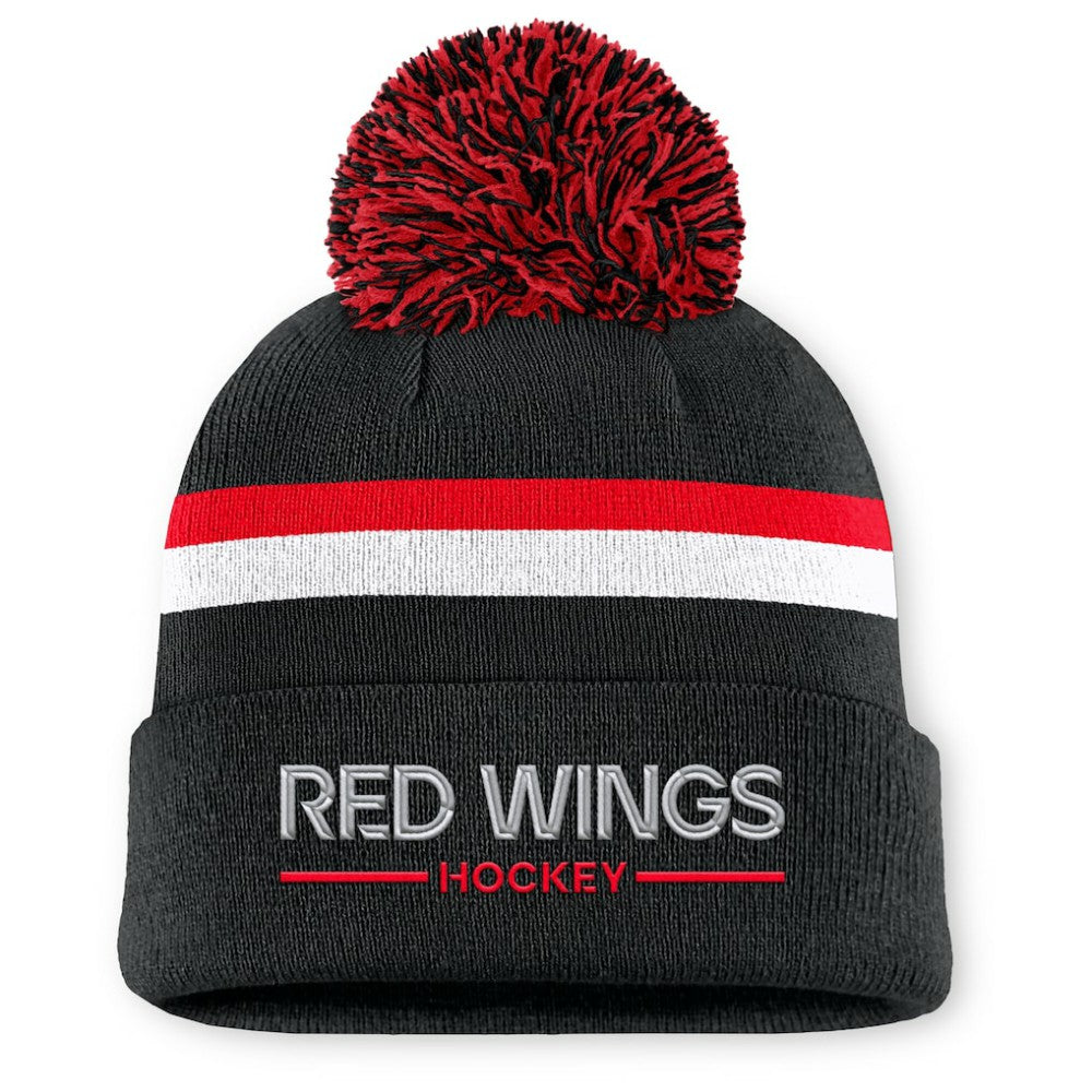 Detroit Red Wings Fanatics Women's Authentic Pro Rink Cuffed Knit Hat with Pom