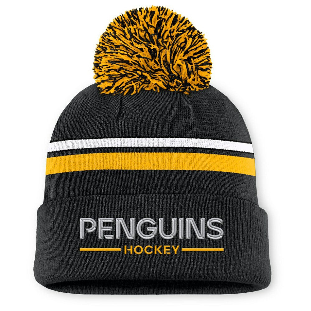 Pittsburgh Penguins Fanatics Women's Authentic Pro Rink Cuffed Knit Hat with Pom