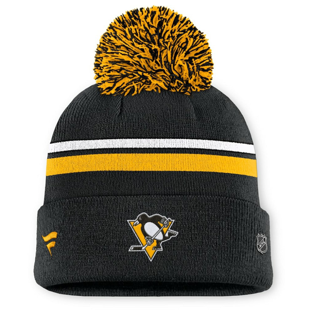 Pittsburgh Penguins Fanatics Women's Authentic Pro Rink Cuffed Knit Hat with Pom