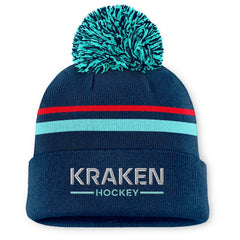 Seattle Kraken Fanatics Women's Authentic Pro Rink Cuffed Knit Hat with Pom