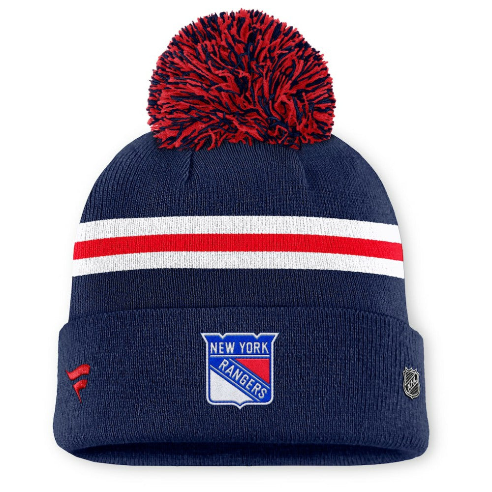 New York Rangers Fanatics Women's Authentic Pro Rink Cuffed Knit Hat with Pom