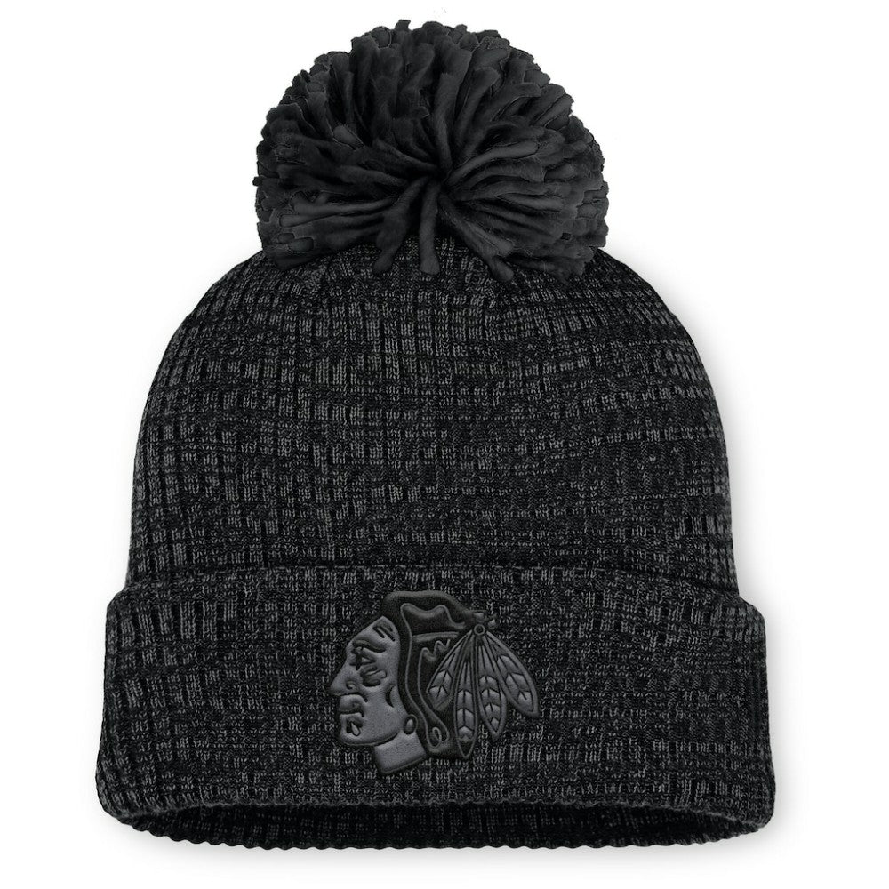 Chicago Blackhawks Fanatics Women's Authentic Pro Road Cuffed Knit Hat with Pom