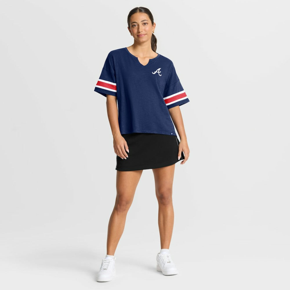 Atlanta Braves Women's Curl Route T-Shirt - Navy