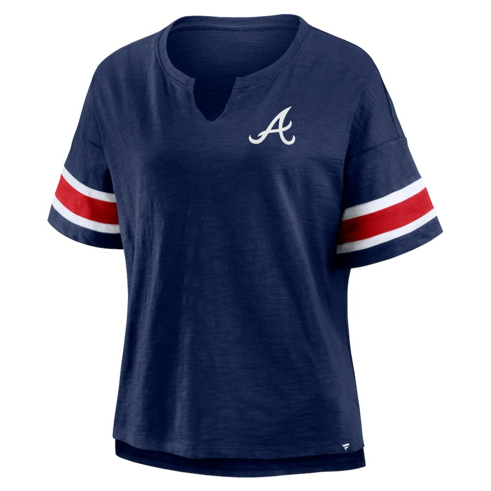 Atlanta Braves Women's Curl Route T-Shirt - Navy