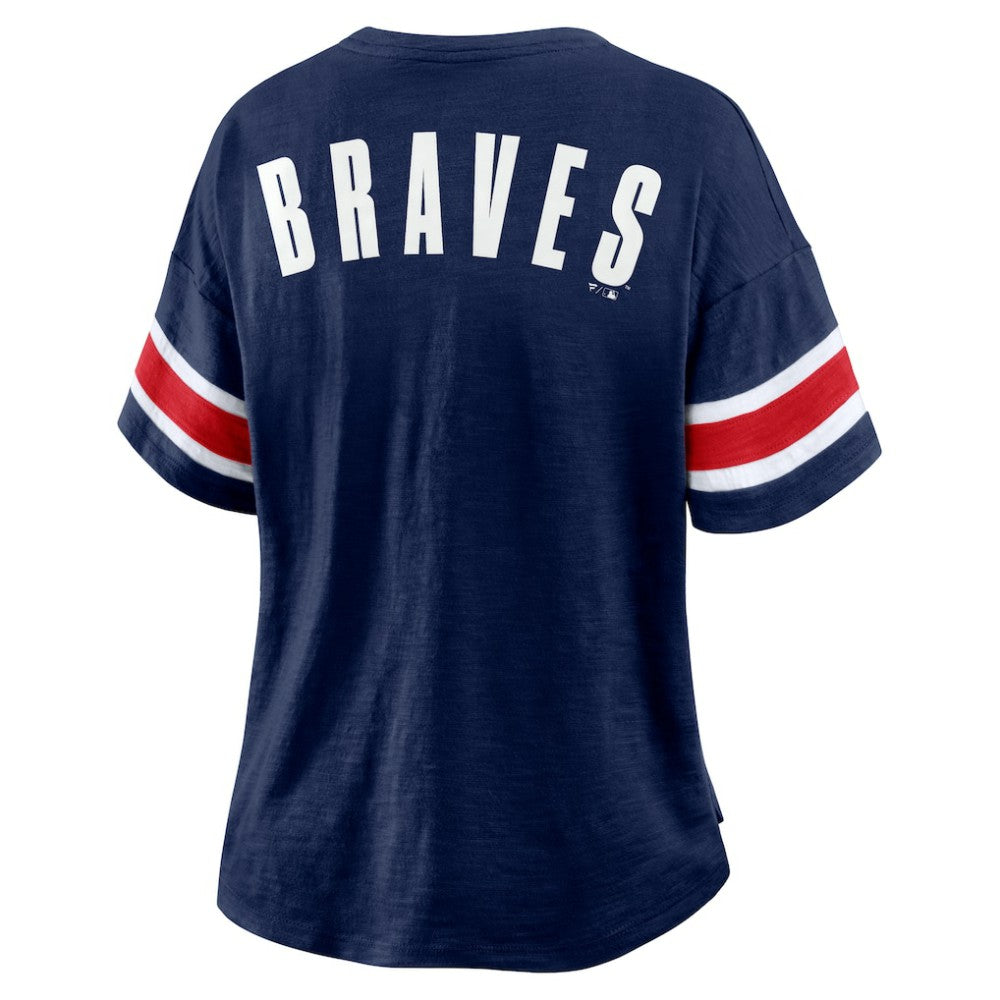 Atlanta Braves Women's Curl Route T-Shirt - Navy