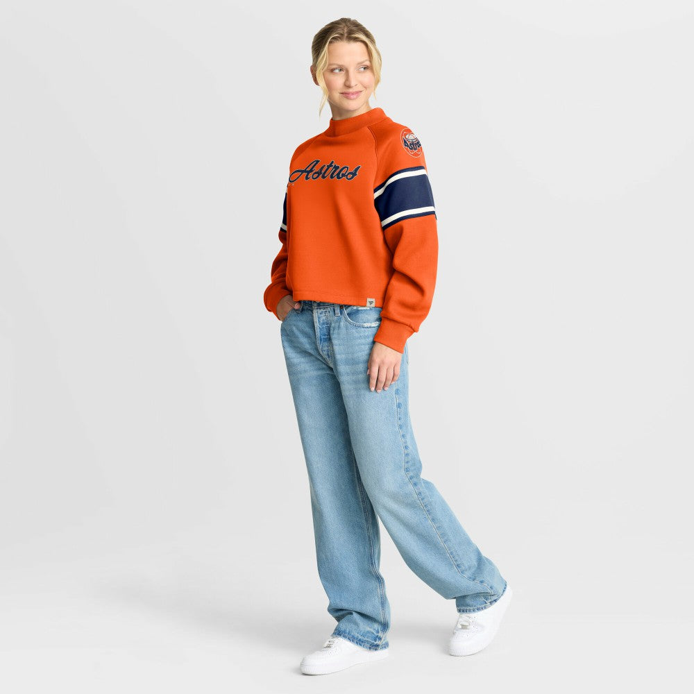 Houston Astros Women's Oversized Toss Sweep Raglan Pullover Sweatshirt - Orange