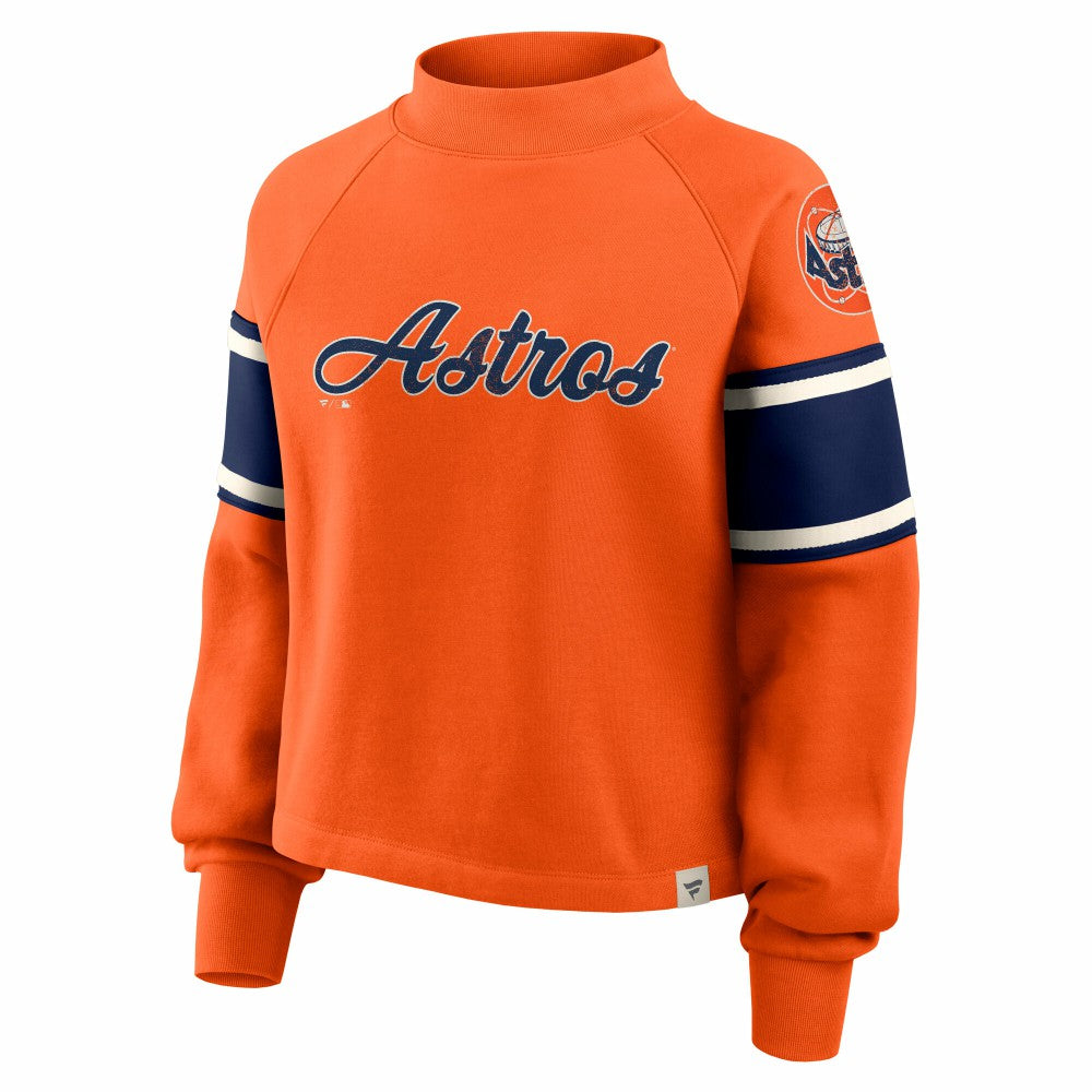 Houston Astros Women's Oversized Toss Sweep Raglan Pullover Sweatshirt - Orange