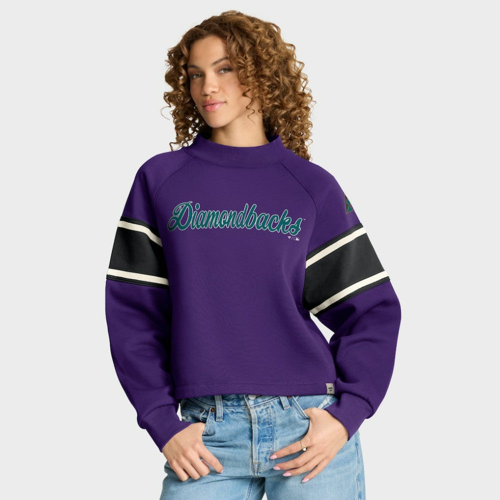 Arizona Diamondbacks Women's Oversized Toss Sweep Raglan Pullover Sweatshirt - Purple