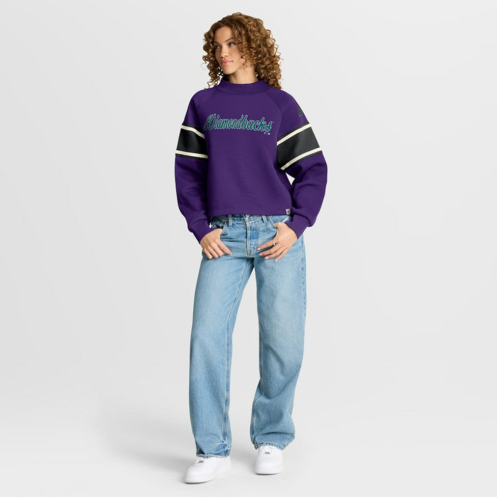 Arizona Diamondbacks Women's Oversized Toss Sweep Raglan Pullover Sweatshirt - Purple