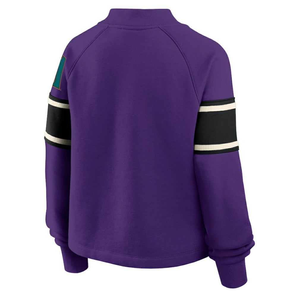 Arizona Diamondbacks Women's Oversized Toss Sweep Raglan Pullover Sweatshirt - Purple