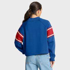 Atlanta Braves Women's Oversized Toss Sweep Raglan Pullover Sweatshirt - Royal
