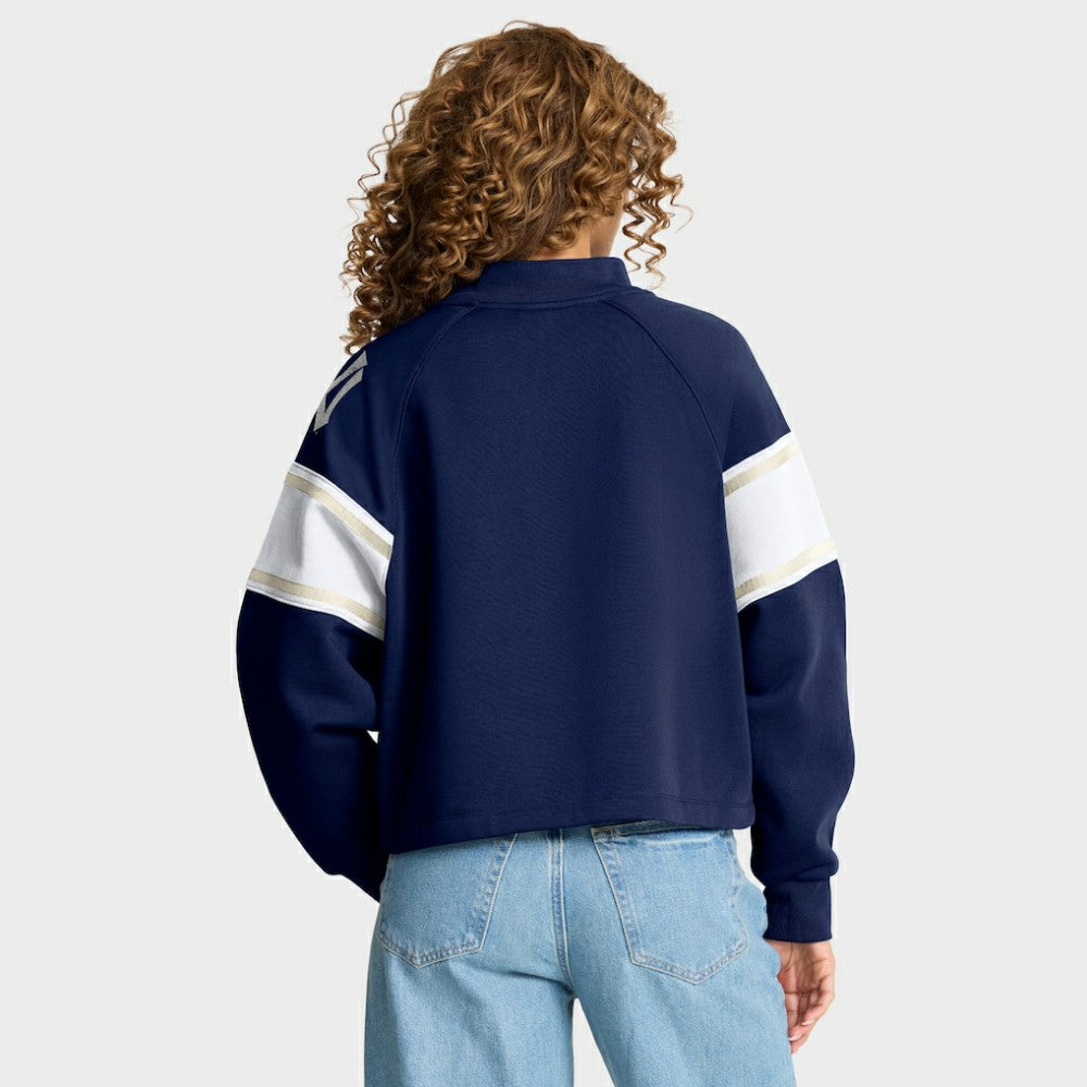 New York Yankees Women's Oversized Toss Sweep Raglan Pullover Sweatshirt - Navy