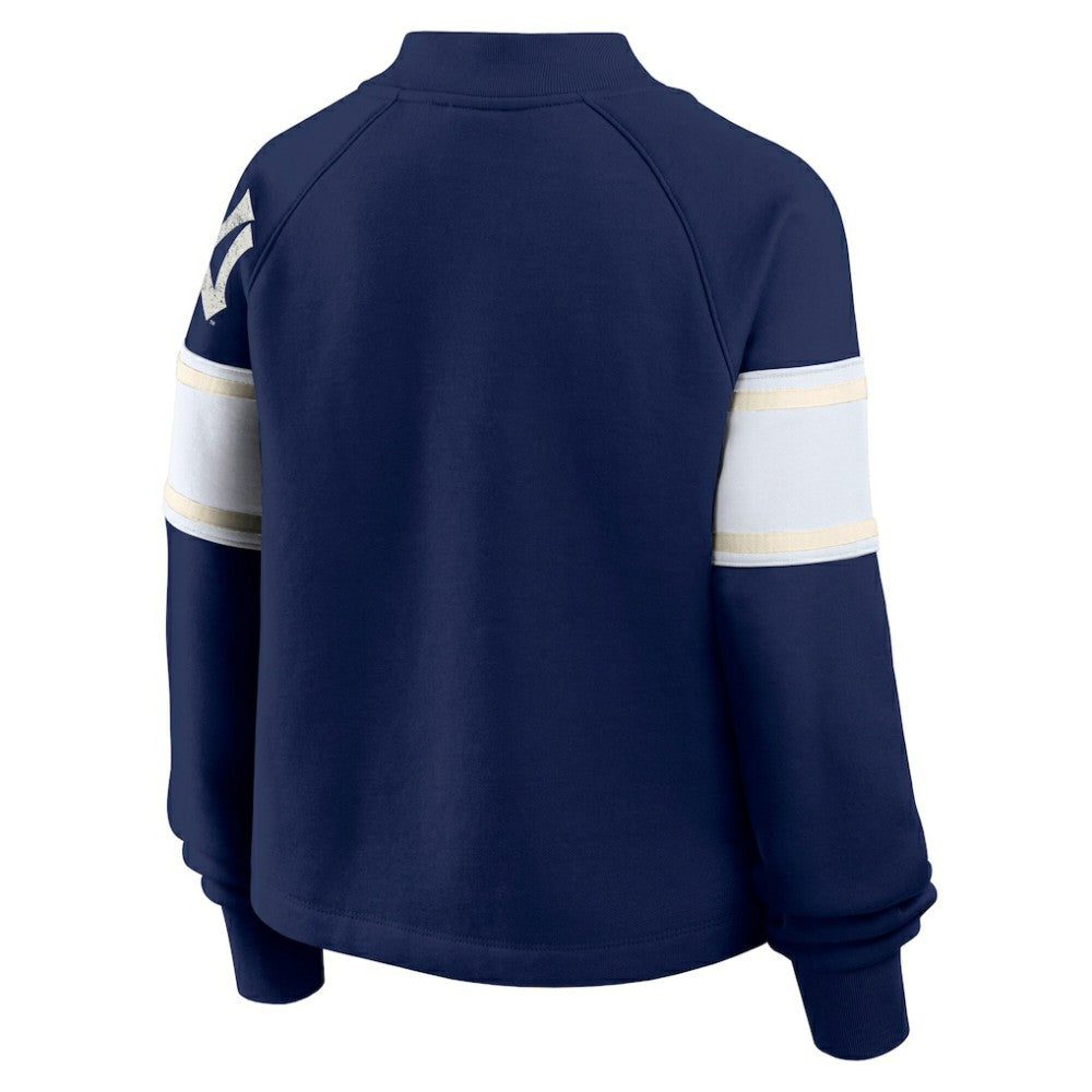 New York Yankees Women's Oversized Toss Sweep Raglan Pullover Sweatshirt - Navy
