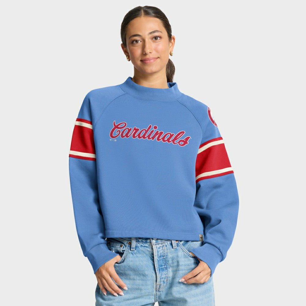 St. Louis Cardinals Women's Oversized Toss Sweep Raglan Pullover Sweatshirt - Light Blue